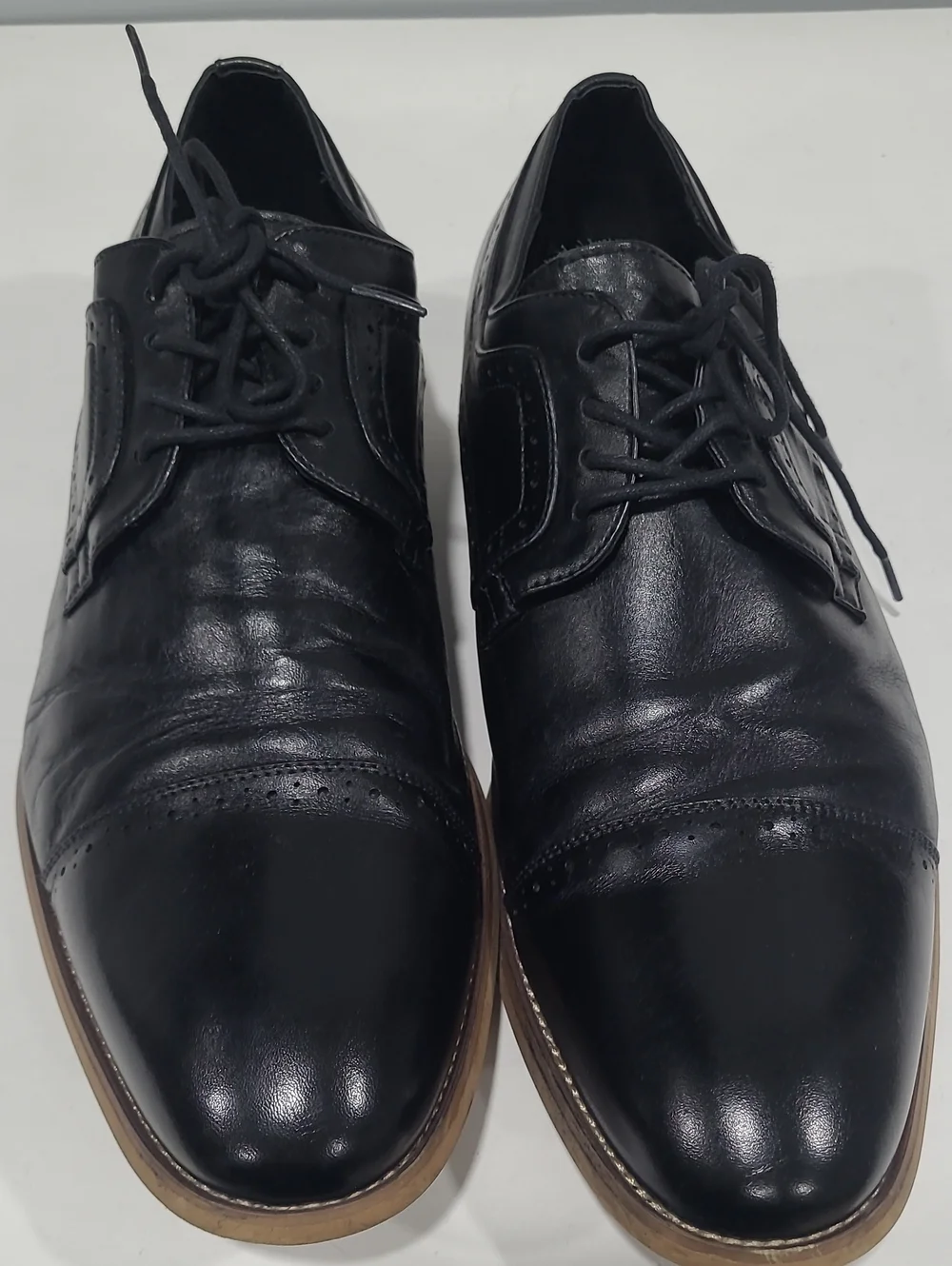 STACY ADAMS Classic Black Leather Cap-Toe Lace-Up Dress Shoes 10W